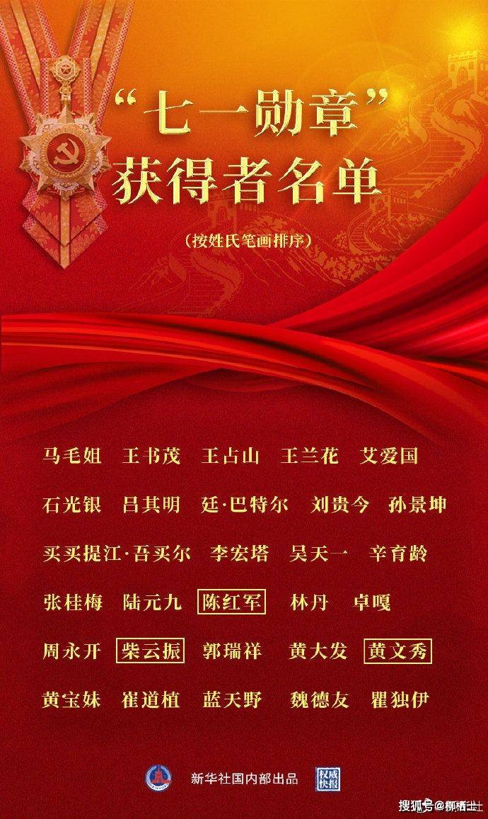 中国七一勋章获得者是哪些人，中国七一勋章获得者的光荣名单及事迹，致敬七一勋章获得者